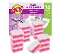 Scotch-Brite Bath Scrub Sponge, 16 Pieces - Non-scratch Scourer for Cleaning Bathroom Surfaces such as Glass, Chrome or Ceramic, White