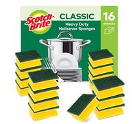 Scotch-Brite Classic Heavy Duty Scrub Sponge, 16 Pieces - Durable Scourer that Easily Removes Grease & Burnt-on Food