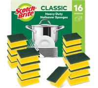 Scotch-Brite Classic Nail Saver Heavy Duty Scrub Sponge Yellow And Green Pk16 -
