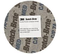 Scotch-Brite Cut and Polish Unitized Wheel, Aluminum Oxide, 3" Diameter x 1/4" Width, 7A Medium Grit, 18100 rpm, 1/4" Arbor (Pack of 1)
