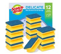 Scotch-Brite Delicate Non-Scratch Sponge Scourer, 12 Pieces - Ideal Everyday Washing up sponge, use on Non-Stick Cookware and Glass
