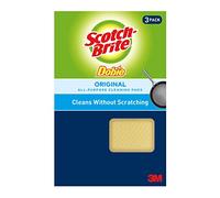 Scotch-Brite Dobie Pads, Dobie Sponge for All Purpose Cleaning of Kitchen, Bathroom, and Household, Non Scratch Dobie Cleaning Pads Safe for Non-Stick Cookware, 3 Dobie Pads