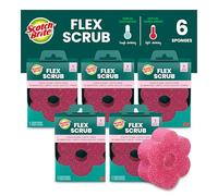 Scotch-Brite Flex Scrub, 6 Sponges, Non-Scratch Dish Sponge with Flexible Shape, Scratch-Free Multipurpose Scrubber for Kitchen, Bathroom, Household Cleaning