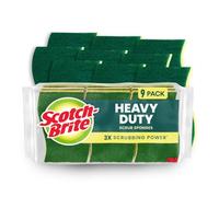 Scotch-Brite Heavy Duty, Recycled Content, Green/Yellow, 9 Scrub Sponges