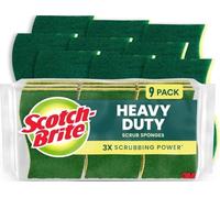 Scotch-Brite Heavy Duty, Recycled Content, Green/Yellow, 9 Scrub Sponges