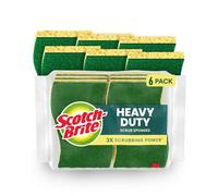 Scotch-Brite Heavy Duty Scrub Sponge, 6 Kitchen Sponges Designed for Tough Messes in the Kitchen that Last 3X Longer*, Best for Cast Iron Skillets and Outdoor Grills, Flexible, Durable, and Strong