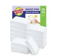 Scotch-Brite Magic Easy Eraser Sponge, Melamine Cleaner, Value Pack of 12 Pads - Removes Stains From Walls, Shoes, Sinks & More without Chemicals, White