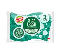 Scotch-Brite Odor Resist Heavy Duty Scrub Sponge, Dishwasher-Safe Kitchen sponges for Serious Scrubbing, Multipurpose Dish Sponge for Stuck-On Messes, 3 Scrubbing Sponges