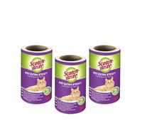 Scotch-Brite Pet Extra Sticky Hair Roller Refill, 3 Rolls x 48 Easy Tear Sheets (144 Sheets in Total) - Designed for Pet Hair, Safe on Fabrics, White