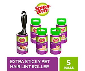 Scotch-Brite PET EXTRA STICKY Lint Roller Black, White Set