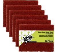 Scotch-Brite, Quick Clean Heavy Duty Scour, 4 in x 5.25 in, 6 Pads/Pack, For Baked On Food and Cooking Oils, Use on Hot or Cool Griddle, Orange