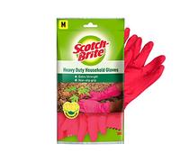 Scotch-Brite Rubber Heavy Duty Gloves for Washing Dishes, Gardening, Kitchen Cleaning (Cotton Lining Inside for Comfort), 1 Pair