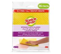 Scotch-Brite Sponge Cloth, Assorted Colours, 36 x 4 Pack (144 Sponge Cloths Total) - Ideal for Everyday Washing up, use on Non-Stick Cookware and Glass