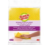 Scotch-Brite Sponge Cloth, Yellow, 5 Sponges - Ideal Everyday Washing up Sponge for Kitchen, Bathroom, and Household, use on Non-Stick Cookware and Glass
