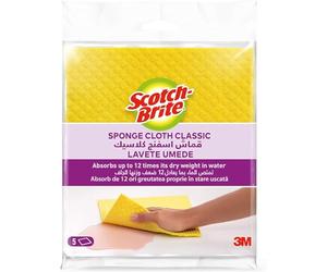 Scotch-Brite Sponge Cloth, Yellow, 5 Sponges - Ideal Everyday Washing up Sponge for Kitchen, Bathroom, and Household, use on Non-Stick Cookware and Glass
