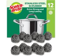 Scotch-Brite Stainless Steel Scourer, 12 Pieces - Rust Resistant Spiral...