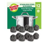 Scotch-Brite Stainless Steel Scourer, 12 Pieces - Rust Resistant Spiral Metal Scourer, Powerful and Effective Clean Scrubbing pad