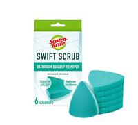 Scotch-Brite Swift Scrub Bath Cleaner Scrubbers, Soap Scum Remover for Cleaning Bathroom, Bathroom Scrubber Pads Safe for Tile, 6 Bathroom Cleaner Scrubbers