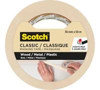 Scotch Classic Masking Tape, 1 Roll 36mm x 50m - Adhesion - Painters Masking Tape for Indoor Painting and Decorating