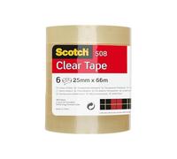 Scotch Clear Tape, Pack of 6 Rolls, 25 mm x 66 m - Strong and Sticky Tape for General Purpose Wrapping, Sealing and Mending, packaging may vary