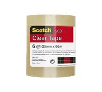 Scotch Clear Tape, Pack of 6 Rolls, 25 mm x 66 m - Strong and Sticky Tape for General Purpose Wrapping, Sealing and Mending, Packaging May Vary