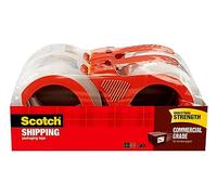 Scotch Commercial Grade Shipping Packaging Tape, 1.88" x 54.6 yd, Designed for Packing, Shipping and Mailing, Guaranteed to Stay Sealed, 3" Core, Clear, 4 Rolls (3750-4RD)