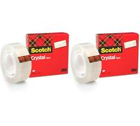 Scotch Crystal Clear Tape - 1 Roll, 19 mm x 33 m - Provides a Strong and Permanent Bond (Pack of 2)