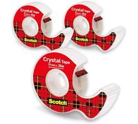 Scotch Crystal Tape 19 mm x25 m - 3 Rolls on Hand-held Dispensers - Provides a Strong and Permanent Bond