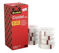 Scotch Crystal Clear Tape, Value Pack - 8 Rolls, 19 mm x 33 m - Provides a Strong and Permanent Bond
