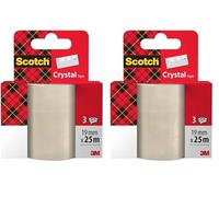 Scotch Crystal Tape, Refill Pack, 19 mm x25 m, 3 Rolls - Provides a Strong and Permanent Bond (Pack of 2)