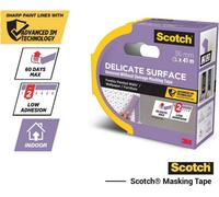 Scotch Delicate Surface Advanced Masking Tape, 36 mm x 41 m, Super-sharp Paint Lines, For Delicate Painting and Decorating Indoor, Painters Tape For Wallpaper and Furniture