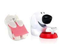Scotch Dog Tape Dispenser with 1 Roll of Magic Tape + Post-it Z-Notes CAT Dispenser with 1 Pad, Fun Desk Accessories - Cute Stationery Gift Set for Home, Office or School