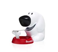 Dog Tape Dispenser with 1 Roll of Scotch Magic Tape - Holds Tape up to 19 mm Wide x 7,5 m - Cute Stationery Sets and Cute Gifts - White