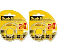 Scotch Double-Sided Tape, 1 Roll on Handheld Dispenser + 25% Extra FREE, 12 mm x 7.88 m - Clear Double Sided Sticky Tape, Strong, Long-Lasting, and Photo-Safe (Pack of 2)