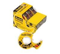 Scotch Double Sided Tape, Permanent, Arts and Crafts Alternative to Scrapbooking Tape, 1/2 in x 250 in, 3 Dispensers