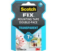 Scotch Double Sided Tape, Transparent Mounting Tape, 19mm x 1.5m, For Indoor Use - No tools needed - Holds up to 7 kg