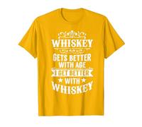 Scotch Drinker with Age I Get Better with Whiskey T-Shirt, Men, Golden Yellow, X-Large