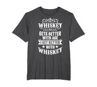 Scotch Drinker with Age I Get Better with Whiskey T-Shirt, Men's Big and Tall, Dark Heather Grey, 6X Tall