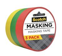Scotch Expressions Masking Tape, .94 in x 20 yd, 3 Rolls/Pack, Red, Yellow, Green (3437-3PRM)