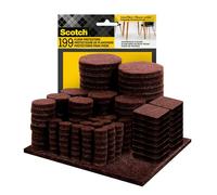Scotch Felt Pads 199 PCS Brown, Felt Furniture Pads for Protecting Hardwood Floors, Round, Assorted Sizes Value Pack, Self-Stick Design, Protecting from Nicks, dents and Scratches (FP847-199NA)