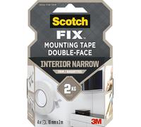 Scotch-Fix Double-Sided Foam Tape for Trim, Indoor Use - 4 Rolls, 10mm x 2m - No Need for Nails, Screws or Glue - Holds up to 2 kg