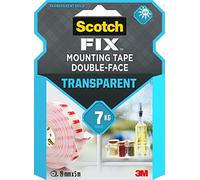 Scotch-Fix Double Sided Tape, Transparent Mounting Tape, 19 mm x 5 m, For Indoor Use - No tools needed - Holds up to 7 kg