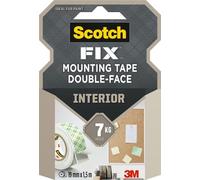 Scotch-Fix Interior Double-Sided Mounting Tape, Strong Bond, White - 1 Roll (19mm x 1,5m) for Indoor Use on Multiple Surfaces - No Tools Needed - Holds Up to 7 kg
