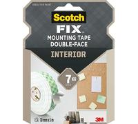 Scotch-Fix Interior Double-Sided Mounting Tape, Strong Bond, White - 1 Roll (19mm x 5m) for Indoor Use on Multiple Surfaces - No Tools Needed - Holds Up to 7 kg