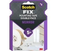 Scotch-Fix Mirror Double-Sided Mounting Tape, 19mm x 5m - For Indoor Use, Humid Areas, For Mirrors in Bathrooms and Kitchens, Works on Ceramic, Tiles, Finished Wood, Metal, Glass and Painted Walls