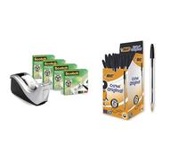 Scotch FT510110610 C60 Desk Tape Dispenser - Silver - with 4 Rolls of Scotch Magic Ta