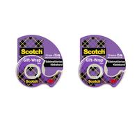 Scotch Gift Wrap Tape, 1 Roll on Handheld Dispenser, 19 mm x 15 m - Satin-Finish Clear Sticky Tape to Use on Gift Wrapping Paper (Pack of 2)