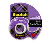 Scotch Gift Wrap Tape, 1 Roll on Handheld Dispenser, 19 mm x 15 m - Satin-Finish Clear Sticky Tape to Use on Gift Wrapping Paper