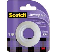 Scotch Gift Wrap Tape, Refill Pack, 1 Roll, 19 mm x 25 m - Satin-Finish Clear Sticky Tape to Use on Gift Wrapping Paper