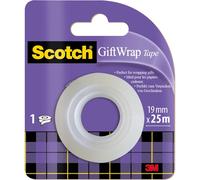 Scotch Gift Wrap Tape, Refill Pack, 1 Roll, 19 mm x 25 m - Satin-Finish Clear Sticky Tape to Use on Gift Wrapping Paper